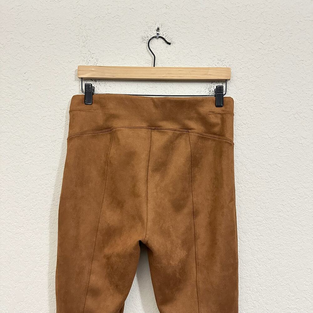 SPANX Leggings Cognac Brown Faux Suede High Rise Shapewear Pants - Picture 8 of 16
